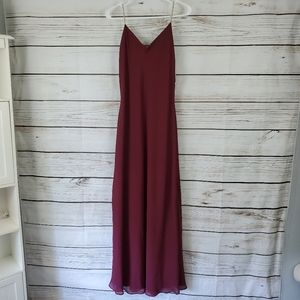 Dave & Johnny | Rhinestone Strap Wine Maxi Dress